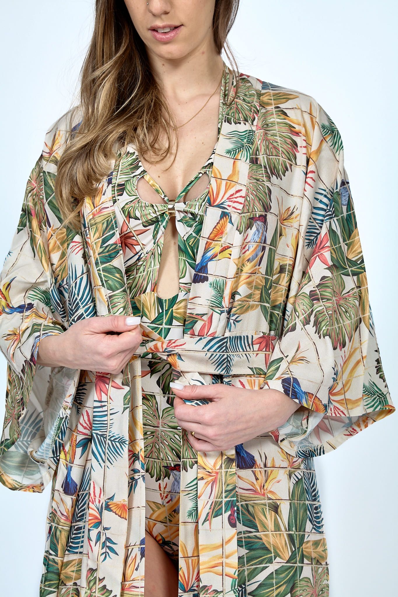 Kimono Largo Estampado Tropical Copaíba - Imagen 2